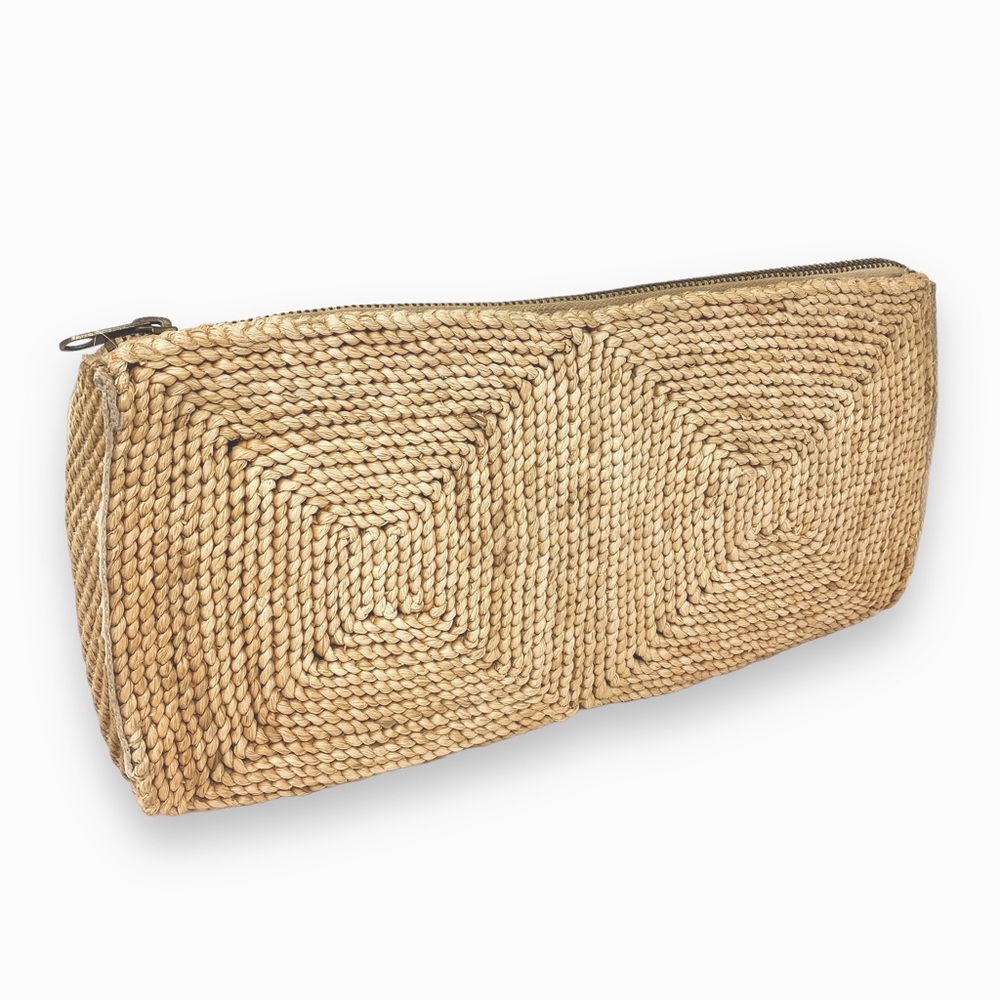 Vintage Marcus Brothers Natural Raffia Straw Cord Rectangle Clutch Purse 1960s